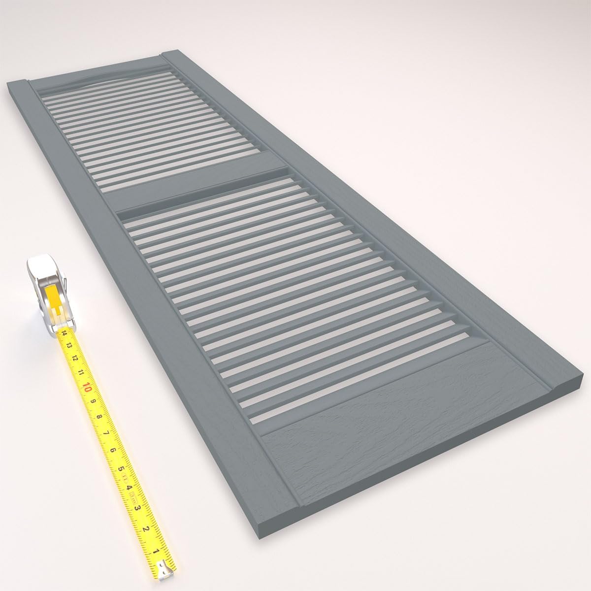 Ekena Millwork 14.5 in. W x 48 in. H Builders Edge, Standard Cathedral Top Center Mullion, Open Louver Shutters, Includes Matching Installation Spikes (Per Pair), 002 - Black