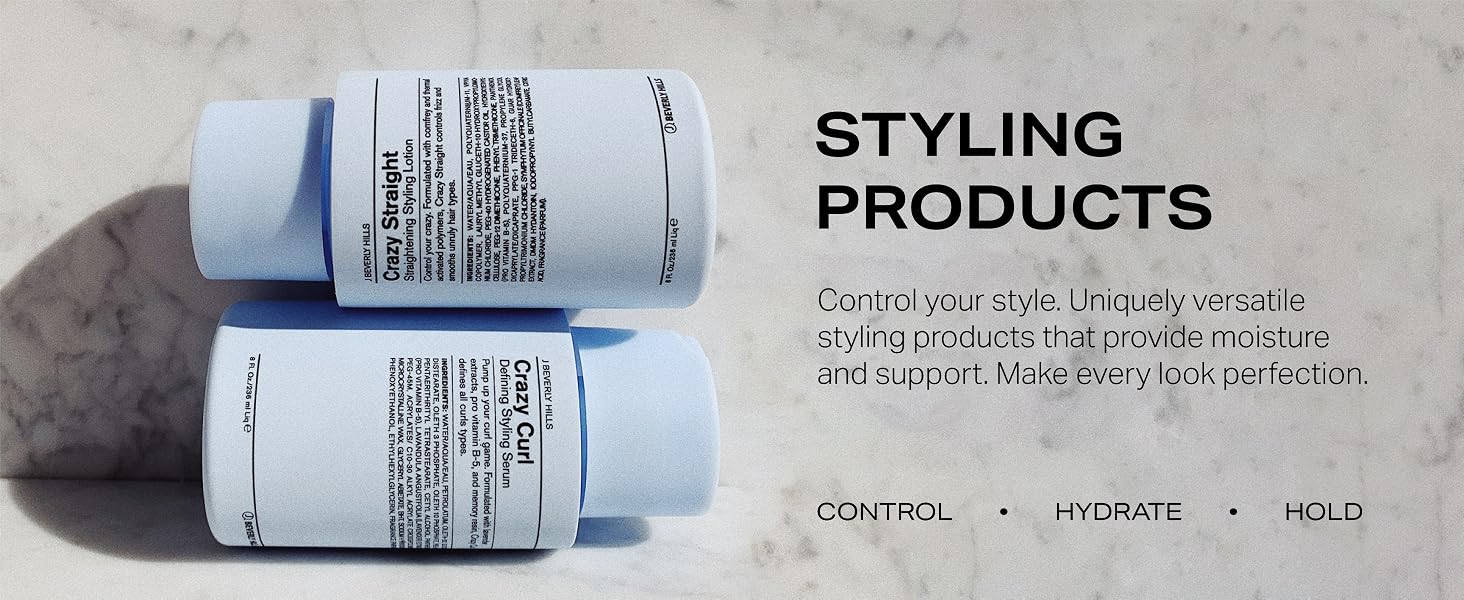 Styling products, control, hydrate, hold
