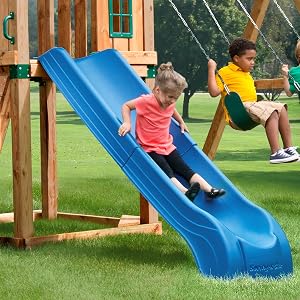 straight slide, swing set slide, blue slide, replacement slide, plastic slide, 2 piece slide