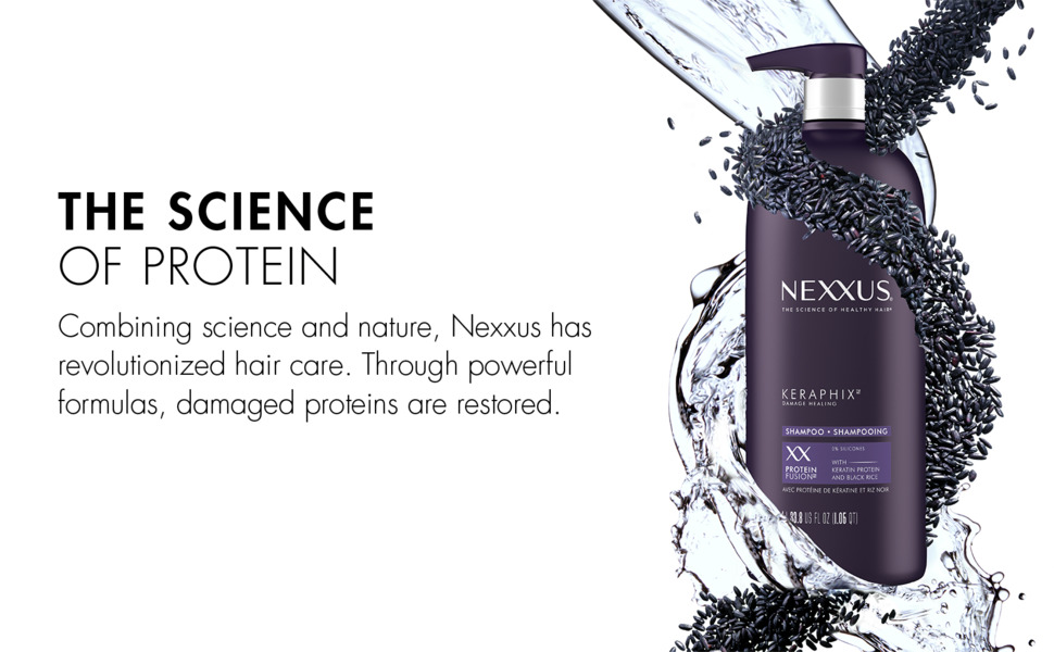 Product shot with ingredient helix and text on white background.