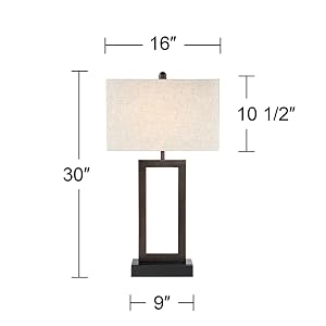 360 Lighting Todd 30&amp;#34; Open Base Bronze Metal USB and Outlet Table Lamp