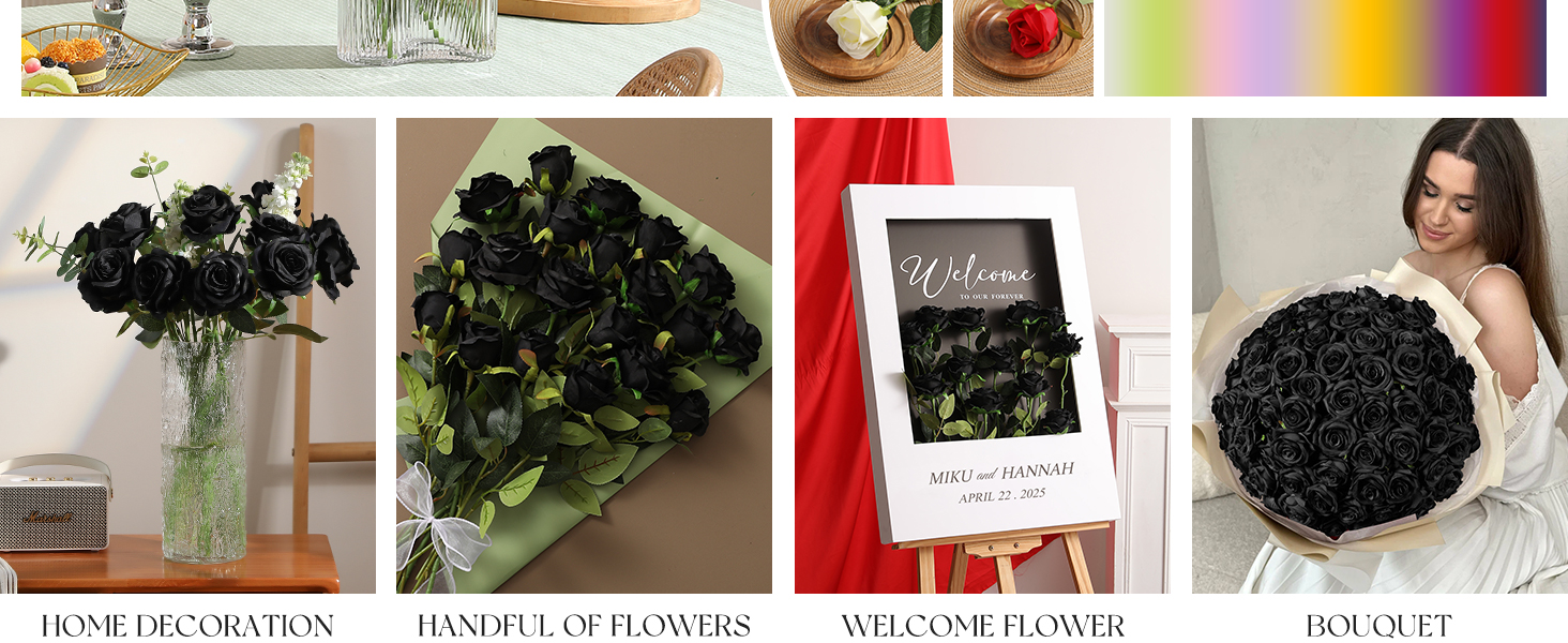 12pcs black roses
