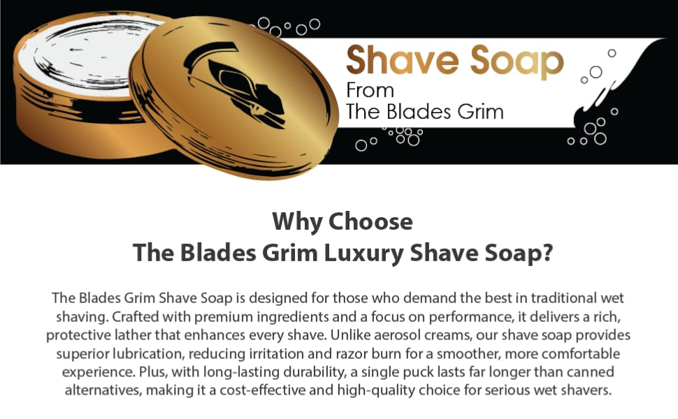The Blades Grim Shave Soap, Smolder, Grim Blades, Hand Made,