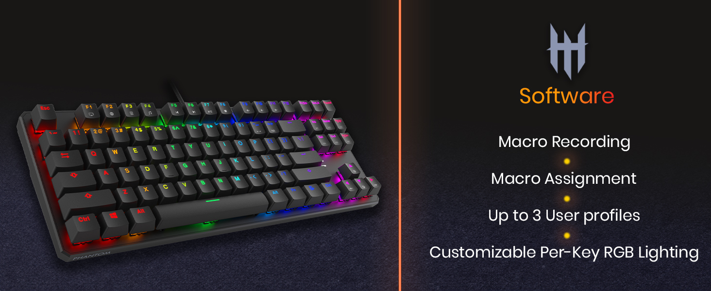 Tecware Phantom 87 gaming keyboard mechanical keyboard software RGB custom macro wired