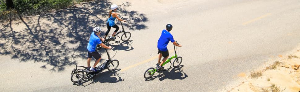 Enjoy a comfortable, stand up riding position, a hyper-efficient workout