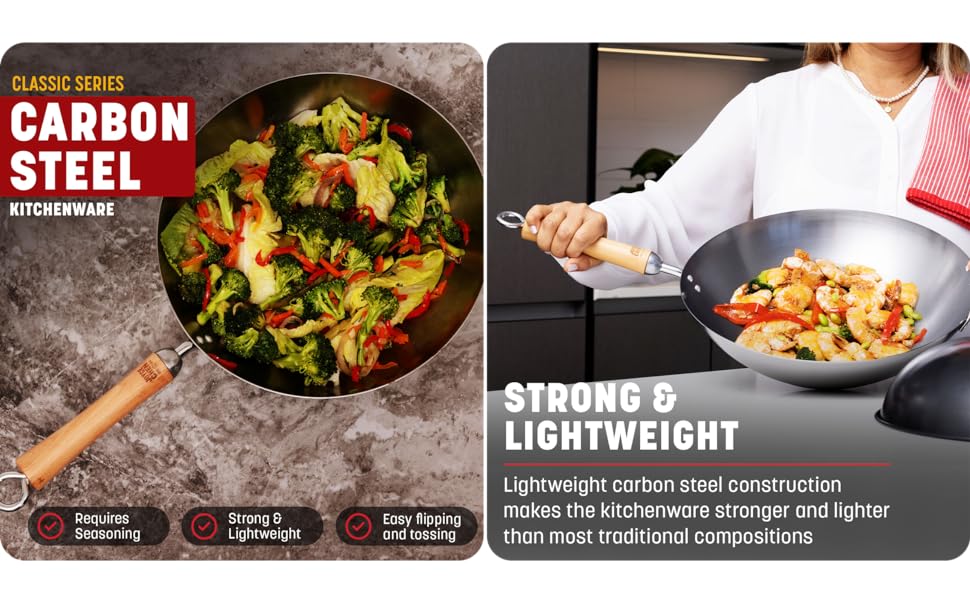 Classic Carbon Steel Kitchenware - Stronger and lighter weight than most traditional compositions