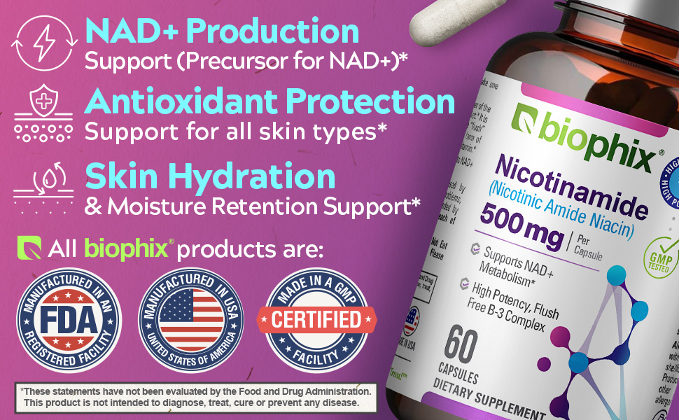 nmn supplement nicotinamide b3 500mg mononucleotide niacin flush free capsules nad mono riboside
