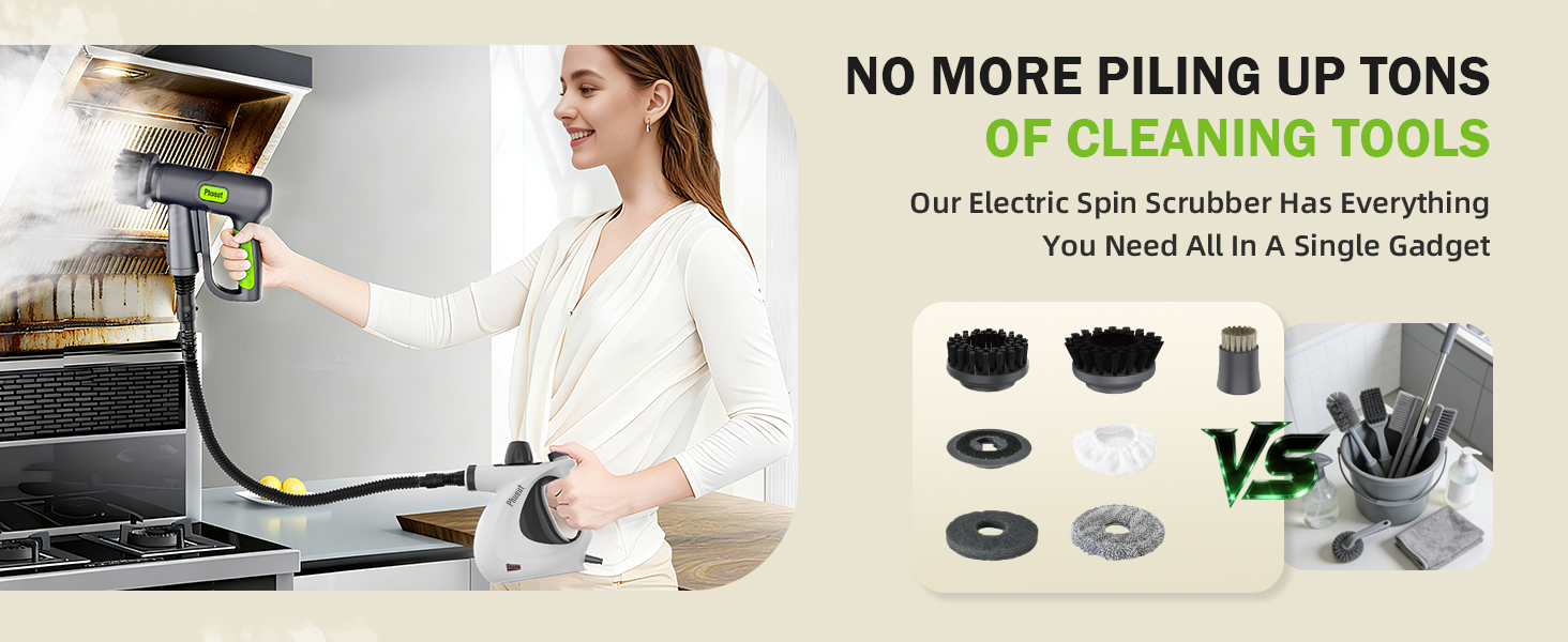 Phueut Electric Spin Scrubber All-in-One Cleaning Tool Replace Multiple Brushes for Kitchen Bathroom