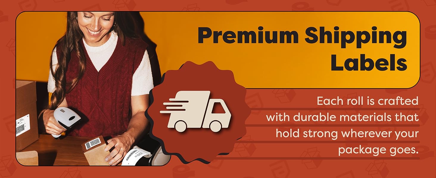 Premium Shipping Labels: Each roll is made with durable materials that hold strong wherever they go.