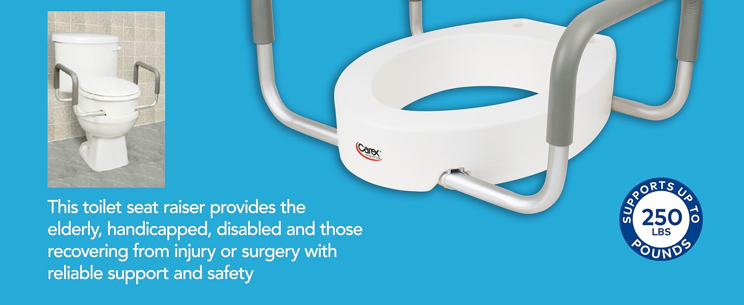 Elevated Toilet Riser with Removable Padded Handles, Easy On and Off, Support 250 lbs, White