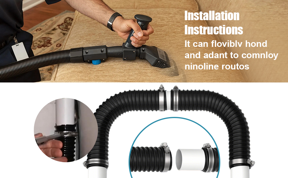 Central Vacuum Hose Fits 2-Inch Indoor Vacuum Tube, Compatible with OVO Flex Easy Retrofit