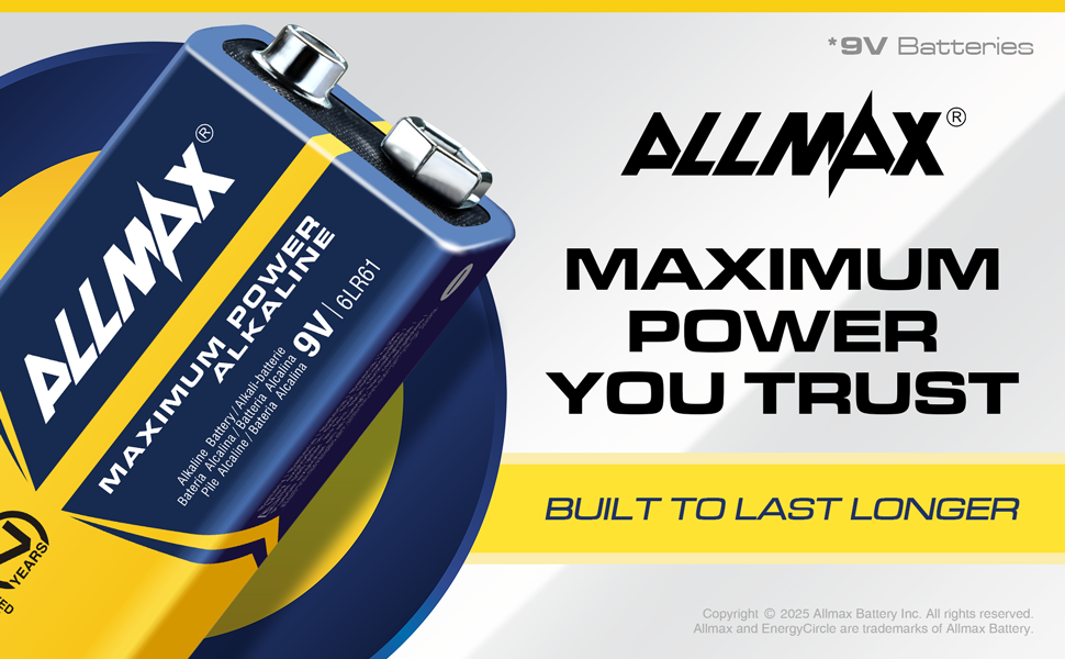 Maximum Power – Allmax 9V Maximum Power Alkaline Batteries