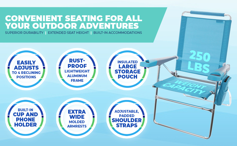 SC617 4-Position Tall Beach Chair