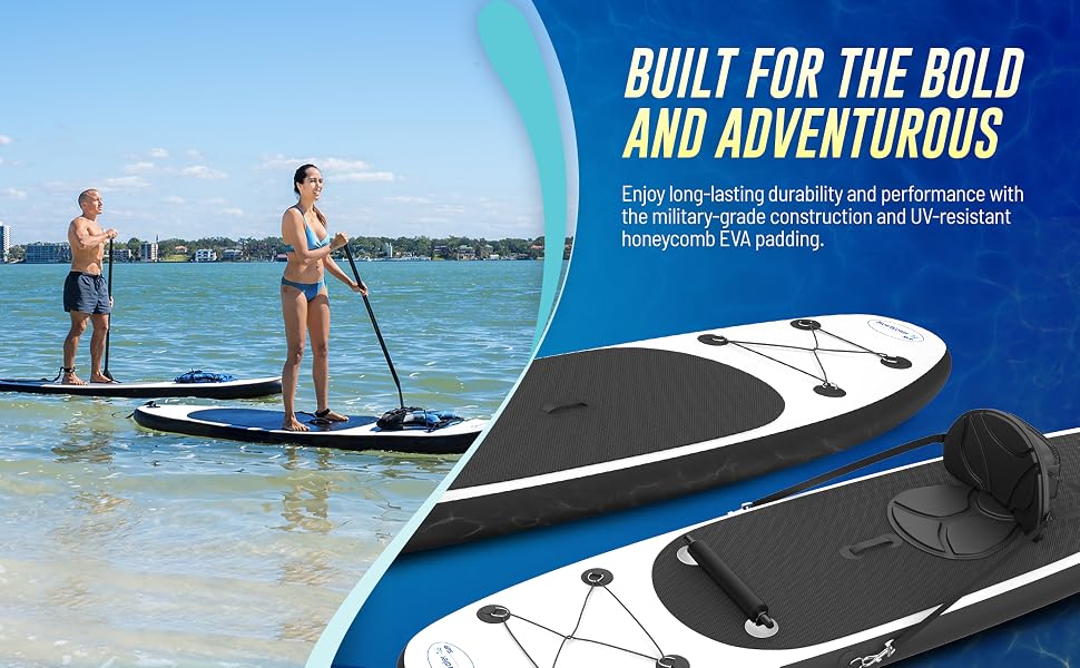 1 adult female &amp; 1 adult male each on a sturdy and attractive SUP by blue water toys