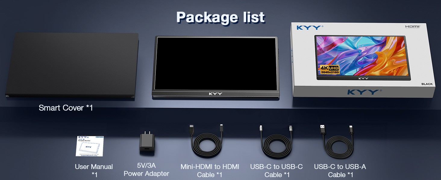 package list for the 4K portable monitor