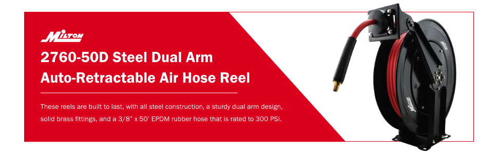 Heavy-duty, industrial, pneumatic, hose reel, air hose reel, automotive, hose