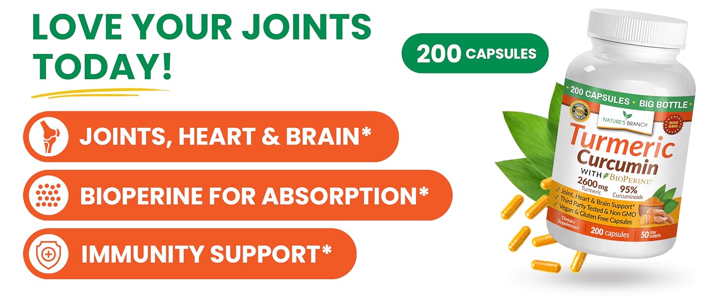 turmeric curcumin with black pepper powder capsules non gmo high absorption vegan 200 capsules 1500