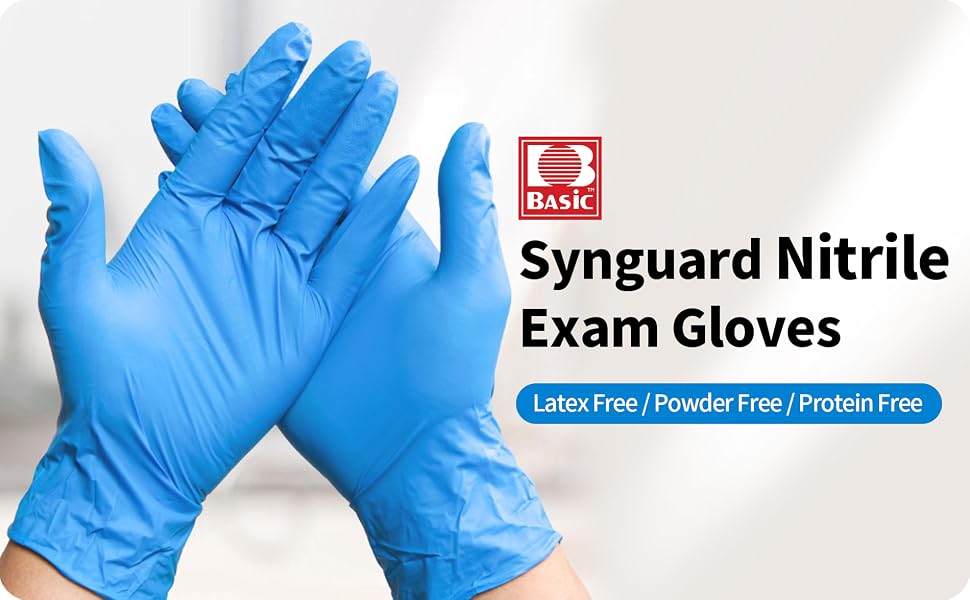 Basic Synguard Nitrile Exam glove 3.5 mil latex free powder free safety medical gloves