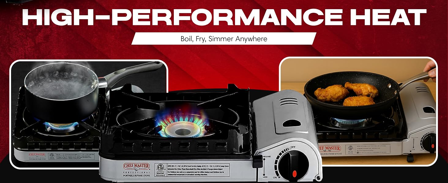 15,000 BTU Portable Butane Camping Stove COMBO with 4 x 8oz. Butane Fuel Canister