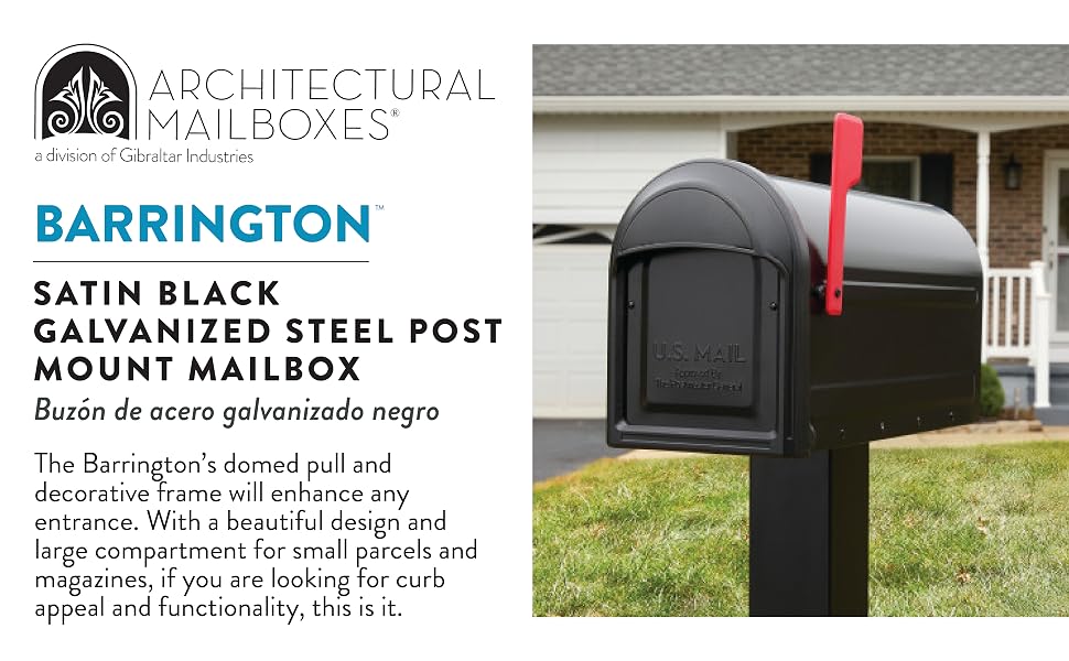 barrington satin black galvanized steel post mount mailbox