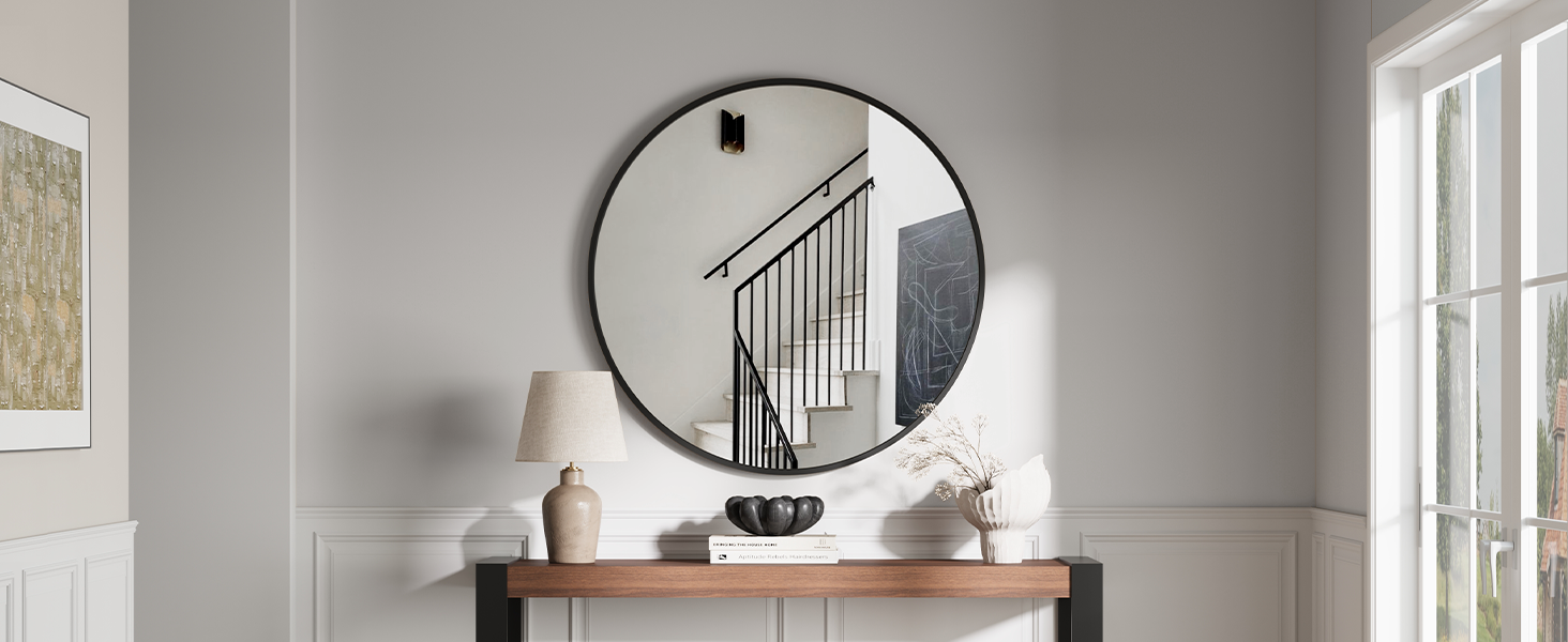 black bathroom mirror