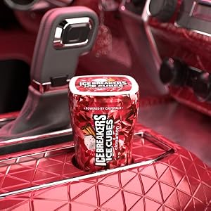 Ice Breakers Ice Cubes cinnamon flavored gum in a car cup holder