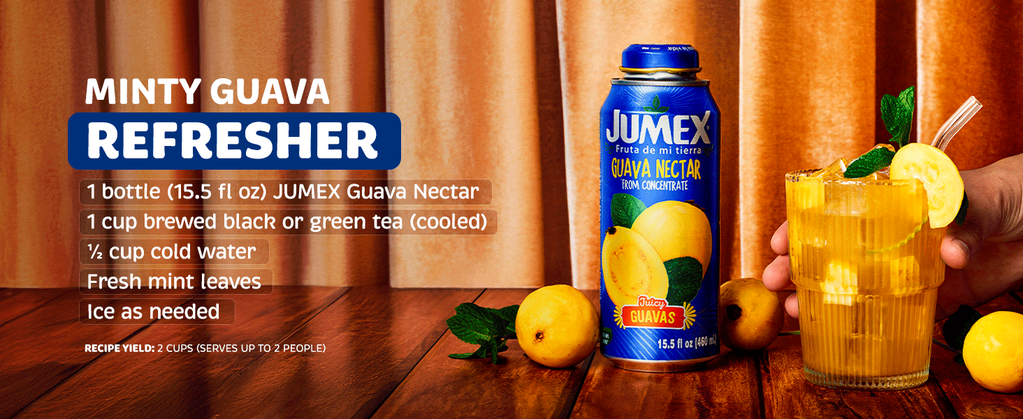 Jumex pureed fresh juice concentrate is sweetened naturally from real fruit.