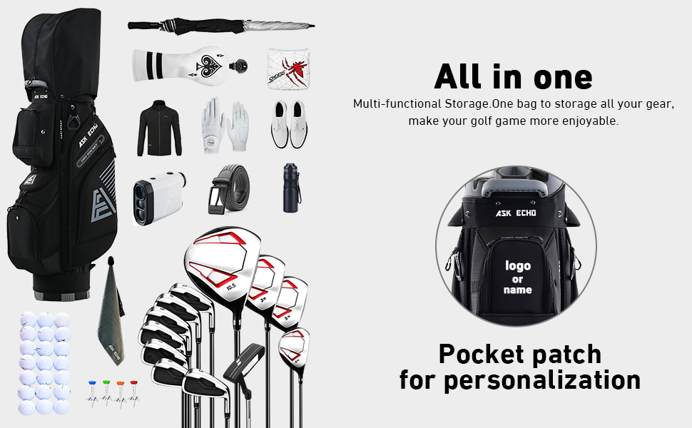 T-LOCK GOLF BAG JUMBO GRIPS ASK ECHO ORGANIZED GOLF CART BAG