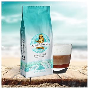 Bag of Ground Coffee with a cup of coffee