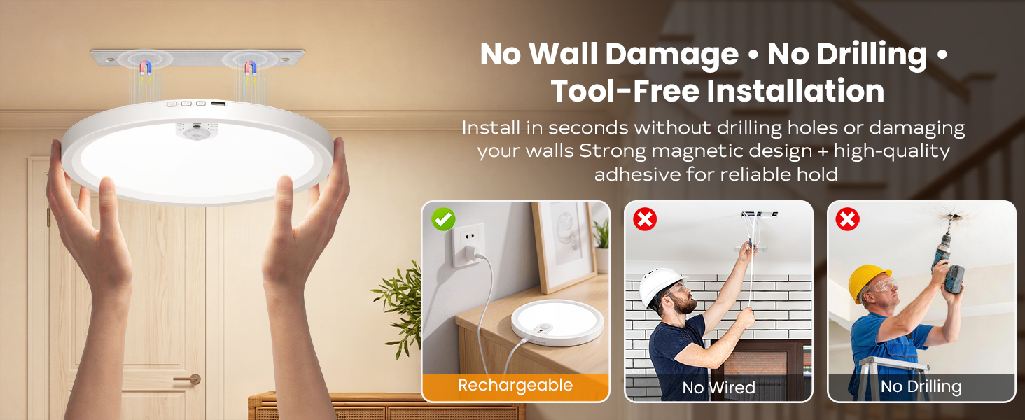 rechargeable motion sensor ceiling light