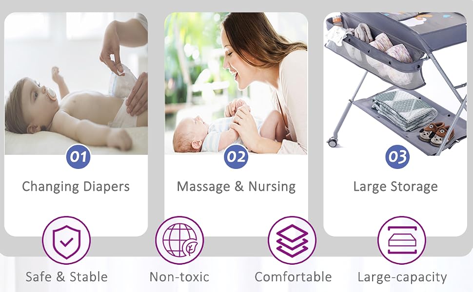 Foldable Changing Table Dresser