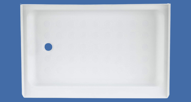 Shower pan with left side shower drain.