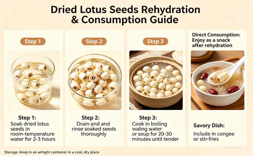 Dried Lotus Seeds, Dried White Lotus Seeds Lian ZI, Rich In Methionine