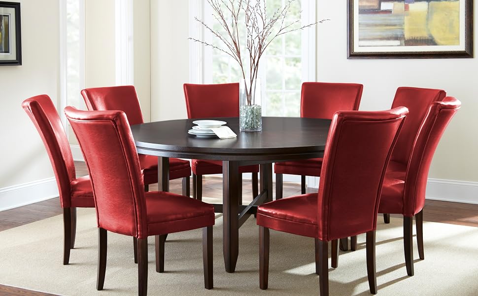 The Hartford Collection with red dining chairs is truly outstanding.