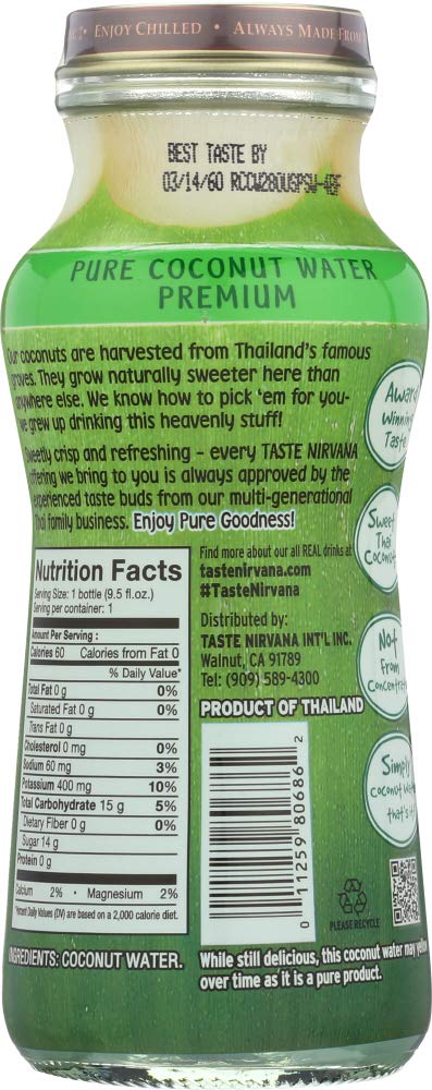 TASTE NIRVANA, Water, Coconut, Pack of 3, Size 9.5 FZ, (Gluten Free GMO Free)
