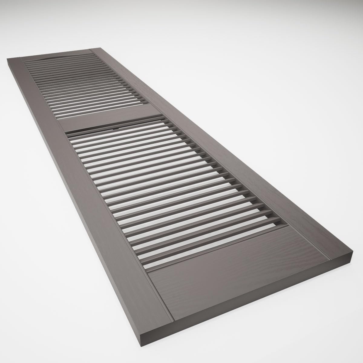 Ekena Millwork Lifetime Vinyl LL1S12X02500PG Standard Cathedral Top Center Mullion, Open Louver Vinyl Shutters, w/Installation Shutter-Lok's & Matching Screws (Per Pair), 12'W x 25'H, Paintable