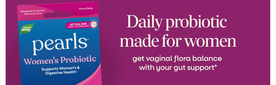 Package of Women's Pearls Probiotics next to text