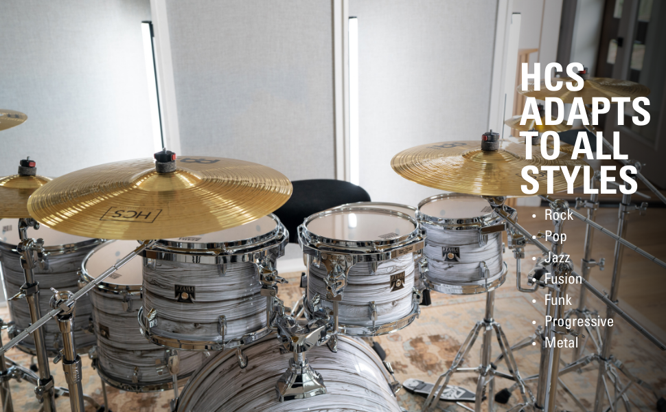 Front facing view of HCS 18" crash on drum kit