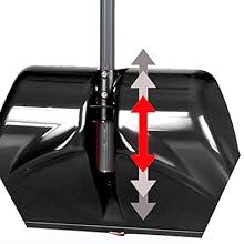 Snow shovel with an adjustable-length handle, telescoping . Ideal to reduce back strain