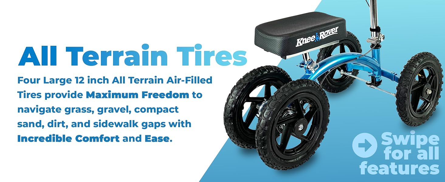 All Terrain heavy duty active mobile mobility outdoor rugged air filled comfort tires kneerover