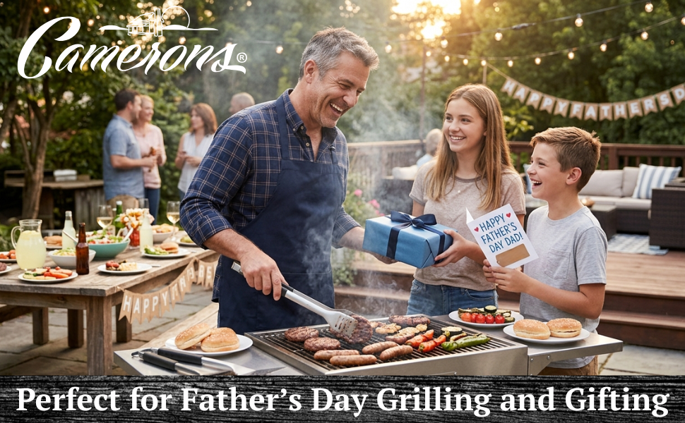 Camerons Father&amp;amp;amp;amp;amp;amp;#39;s Day Cookout Party Children Giving Dad a Gift Dad Grilling Food