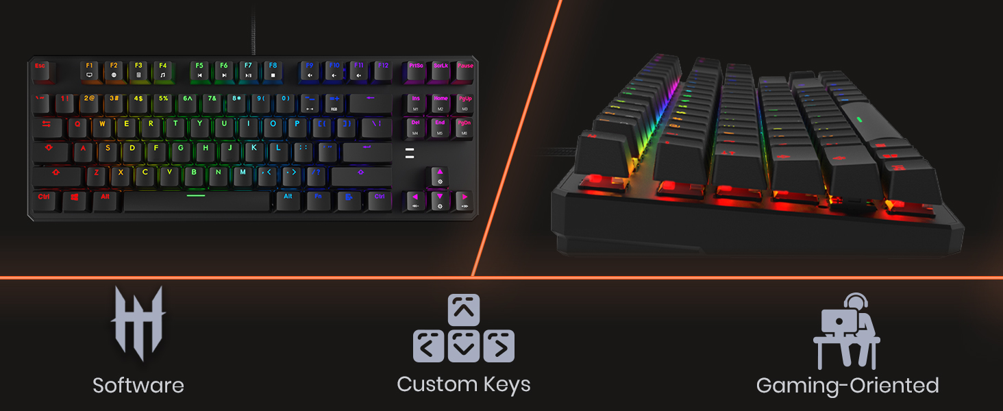 Tecware Phantom 87 mechanical keyboard RGB gaming keyboard custom keys wired TKL keyboard