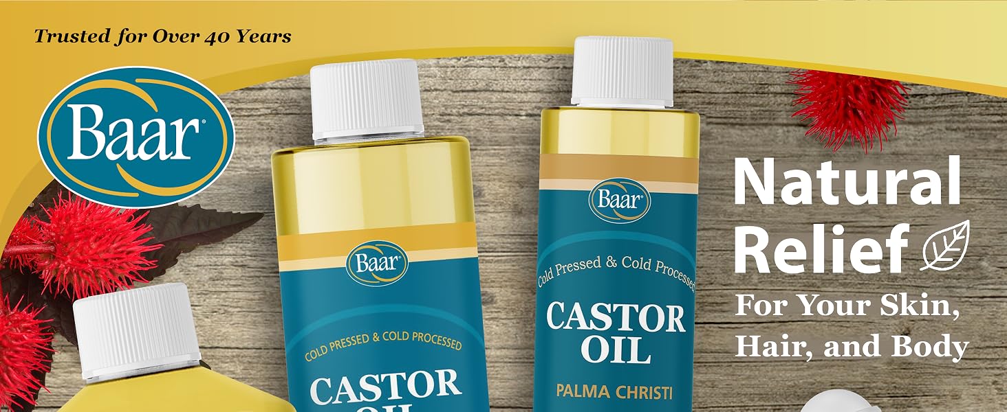 Baar castor oil caster cold pressed skin body hair growth personal care organic peppermint essential