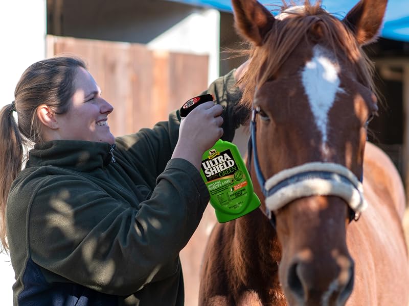 UltraShield Green being sprayed onto a horse