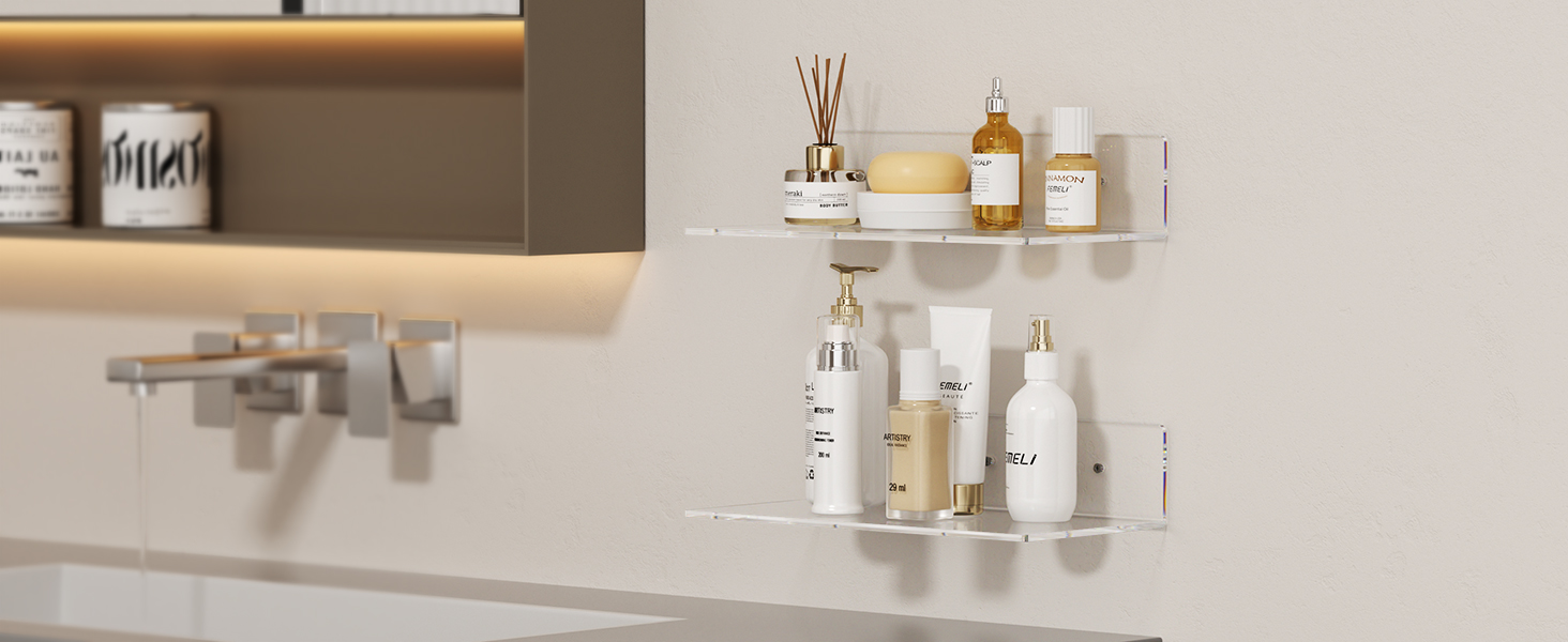 floating acrylic shelves