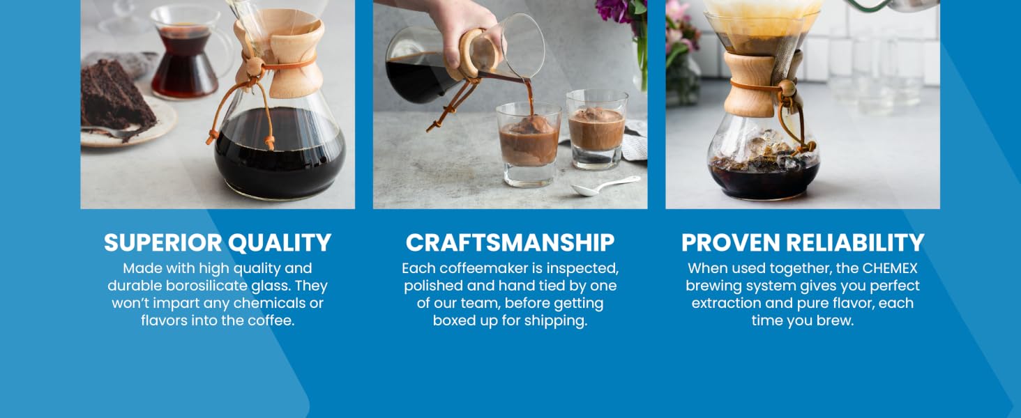 chemex coffee maker pour over brewer filters carafe glass kettle reusable classic drip coffee