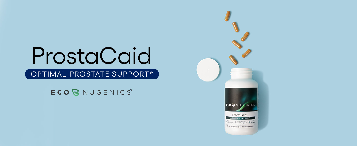Econugenics ProstaCaid prostate health supplement bottle with pills