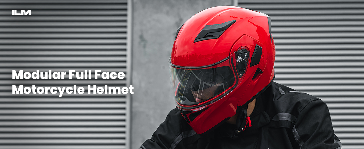 Motorcycle Dual Visor Flip up Modular Full Face Helmet DOT 6 Colors