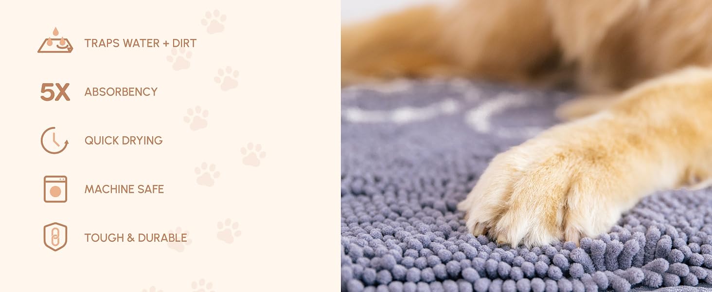 Mud Mats, Microfiber, Machine Washable and Quick Drying, Tough and Durable, Traps Water and Dirt