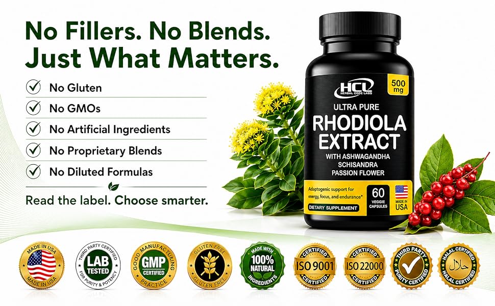 rhodiola rosea extract rosavins ashwagandha shisandra passion flower stress supplement energy